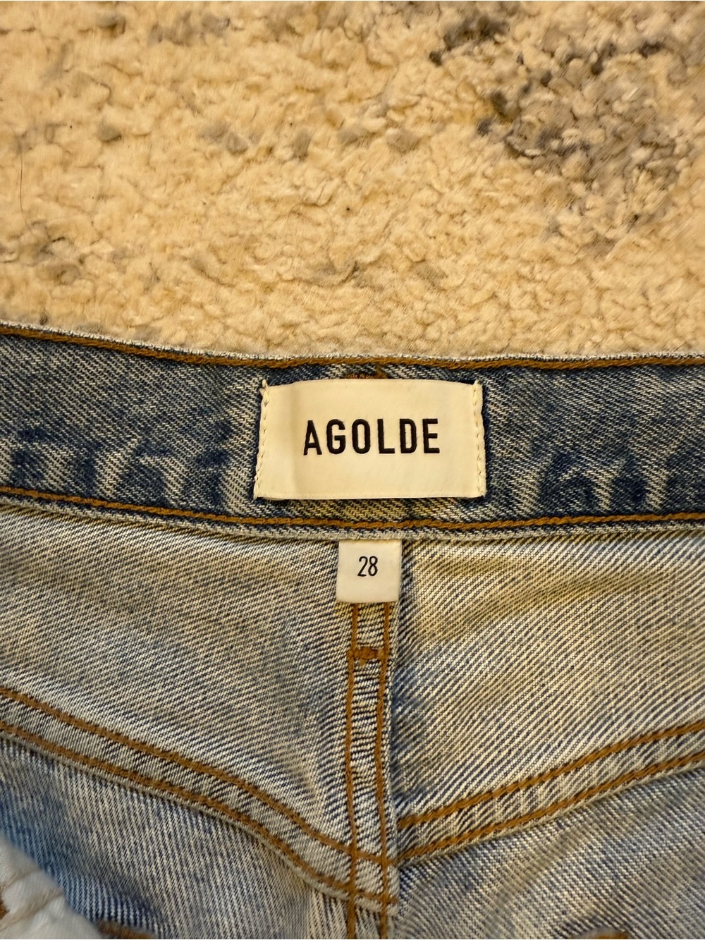 Agolde Light Blue High-Rise Cutoff Denim Shorts - Picture 2 of 3